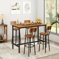 thumbnail image 2 of Uhomepro Modern Rustic Square Counter Height Dining Table Set, Rustic Brown (Set of 5), 2 of 12