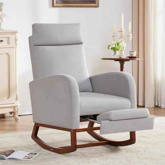 Rocking Chair Nursery Chair with Foot Rest, Nursery Rocking Chairs with High Back, Glider Rocking Chair, Baby Nursery Glider Rocker, Nursing Chair Accent Living Room