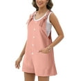 thumbnail image 3 of Fantaslook Waffle Jumpsuits for Women Summer Trendy Button Sleeveless Romper Ajustable Strap Shorts Overalls with Pockets, 3 of 9