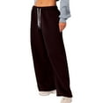thumbnail image 2 of YDKZYMD Vermilion Sweatpants for Women Wide Leg Teen Girls Clearance Petite Jogger Pants Elasticwaist Fall Straight Leg Sweatpants with Pockets Flare High Waisted Baggy Pants Coffee S, 2 of 7