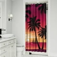thumbnail image 2 of Tropical Beach Sunset Shower Curtain, Waterproof Bath Curtain 36x72 Inch, Boho Hawaiian Sunset Design, Premium Fade-Resistant Polyester Fabric with Metal Grommets, 2 of 5