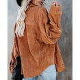 thumbnail image 2 of Womens Corduroy Button Down Casual Long Sleeve Shirt Jacket Oversized Blouses Tops, 2 of 9