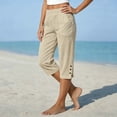 thumbnail image 6 of Timegard Plus Size Capri Pants for Women Capris Button Side Split Summer Casual Loose Lightweight Straight Leg Crop Pants, 6 of 6