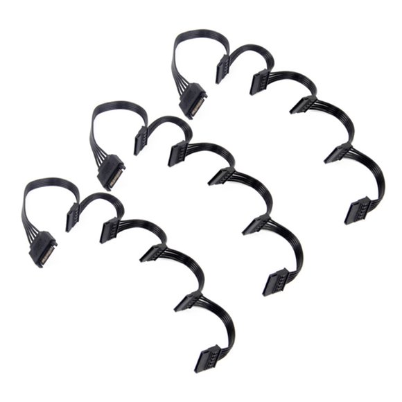 Câble d'Extension d'Alimentation SATA 3X 15 Broches pour Disque Dur 1 Mâle à 5 Femelles Adaptateur Séparateur d'Alimentation pour DIY PC Sever