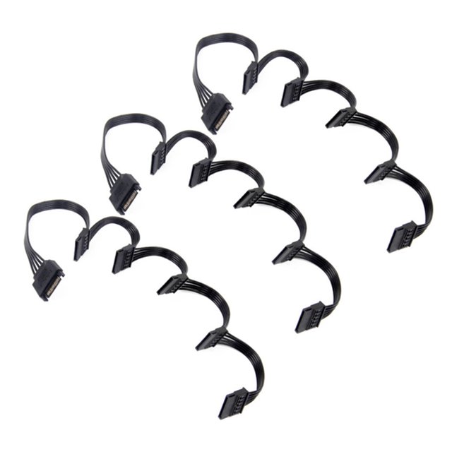 3X 15 Pin SATA Power Extension Hard Drive Cable 1 Male to 5 Female Power Supply Splitter Adapter Cable For DIY PC Sever