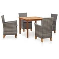 thumbnail image 2 of vidaXL Patio Dining Set Outdoor Dining Table and Chairs Rattan and Wood Gray, 2 of 6
