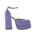 thumbnail image 2 of Steve Madden Charlize Purple Satin Block Heel Ankle Strap Squared Toe Pumps (Purple Satin, 8.5), 2 of 3