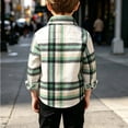 thumbnail image 4 of ZACPNCV Kids Plaid Jacket Vintage Faux Wool Blend Short Coat Soft Casual Long Sleeve Button Front Shirt Jacket Warm Winter Outerwear with Pocket C-Green, 4 of 9