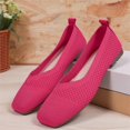 thumbnail image 5 of Domuza Women's Square Toe Knitted Flats Comfortable Softsole Slip On Ballet Flats summer Lightweight Casual Walking Work Shoes Hot Pink 8（EU-40）, 5 of 5