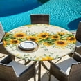 thumbnail image 4 of Sunflower Fitted Tablecloth with Elastic Edged, Round Table Cloth for Dining Table, Country Botanical Yellow Green Floral Leaf Waterproof Oil Proof Table Cover for Indoor Outdoor 45"-54", 4 of 9