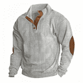 thumbnail image 1 of Men's quarter button down pullover, long sleeve polo sweater, 1 of 5