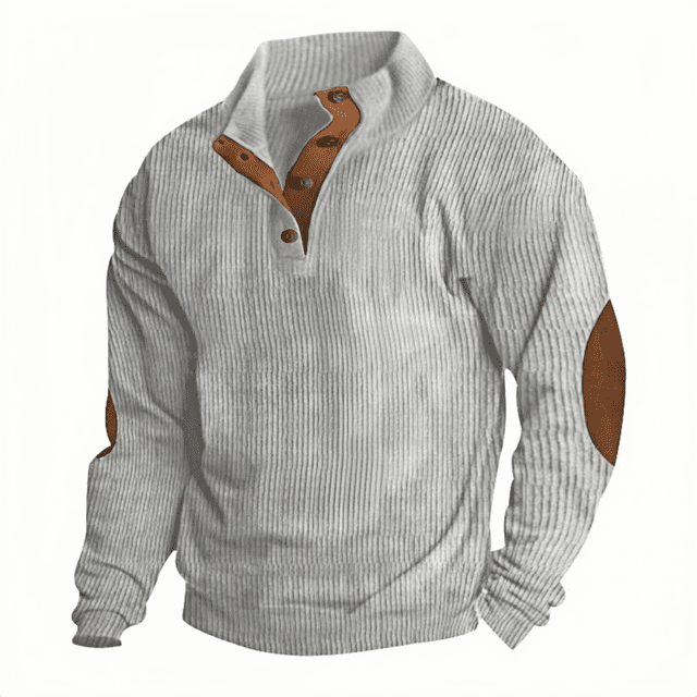 Men's quarter button down pullover, long sleeve polo sweater