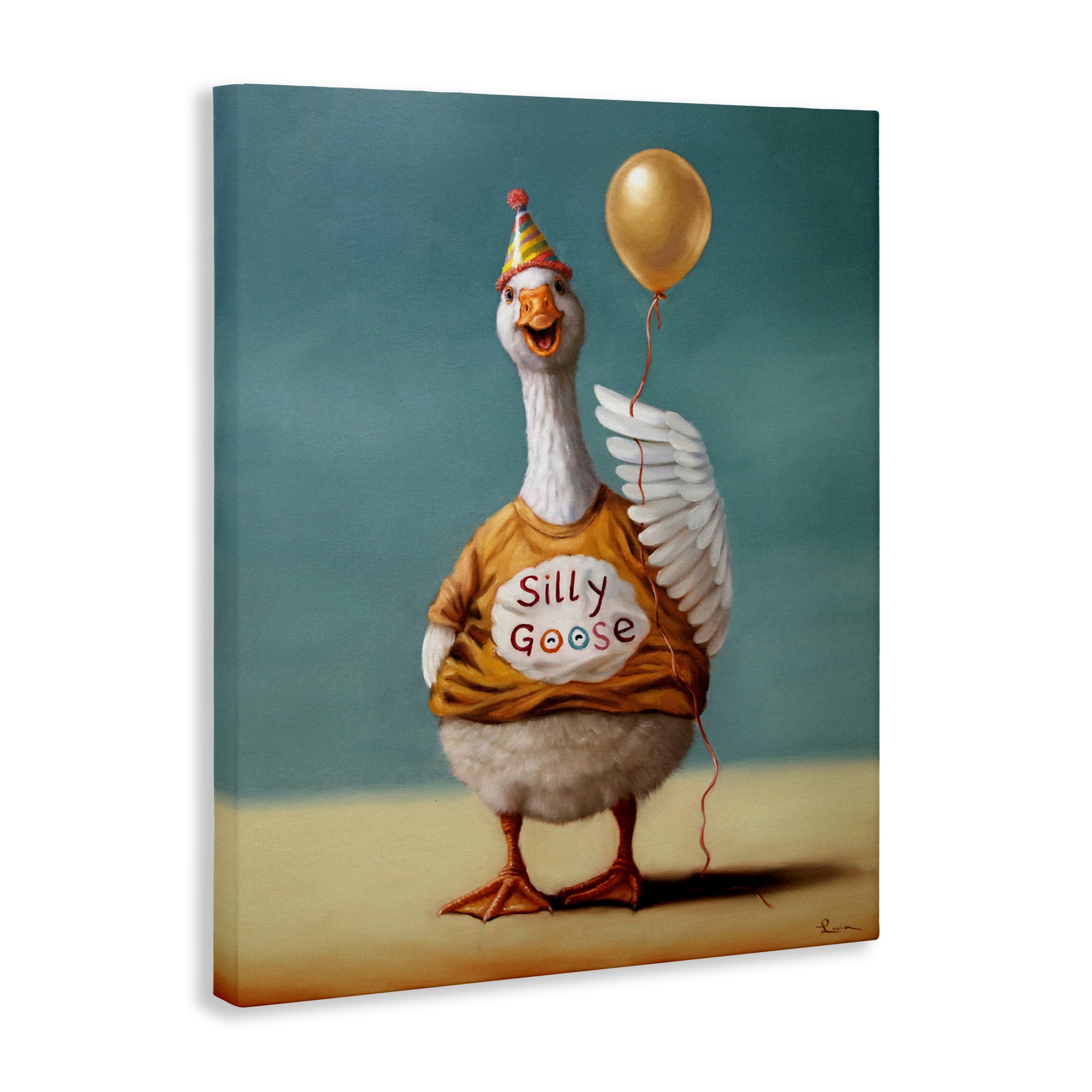 Stupell Industries Silly Goose with Balloon Canvas Wall Art, design by Lucia Heffernan