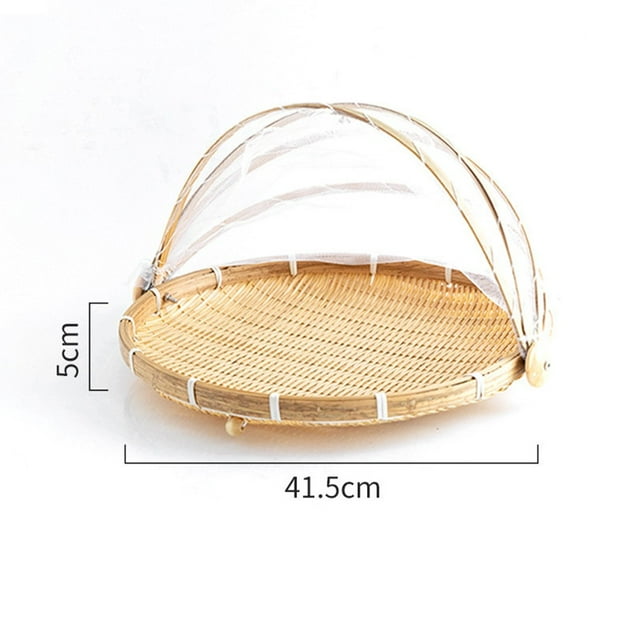 Bamboo Woven Basket Anti-Mosquito Net Fruit And Vegetable Basket Dustpan