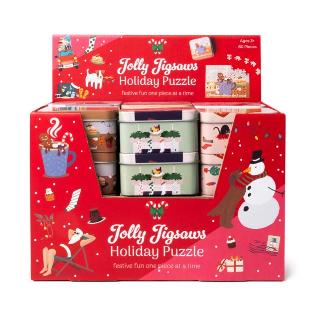 Minirompecabezas JOLLY JIGSAWS Holiday, 80 piezas (paquete de 24)