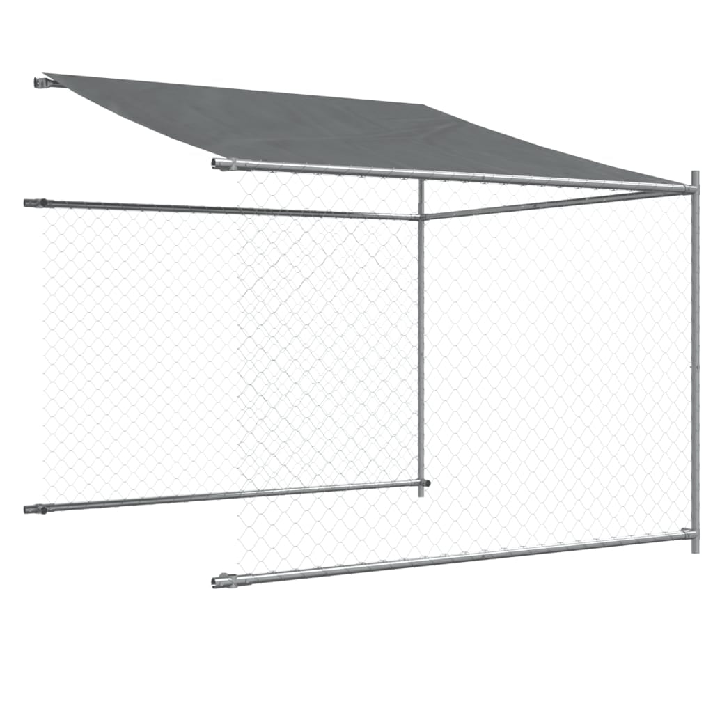 vidaXL Dog Cage with Roof and Door Gray 13.1'x6.6'x6.6' Galvanized Steel