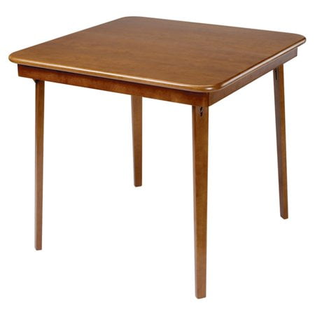 Meco STAKMORE Straight Edge Folding Card Table Oak Finish Walmart