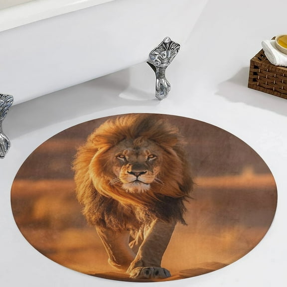 Lion Desert Round Carpet Circle Rug Outdoor Patio Area Rug Washable Large Area Rugs Hallway Room Decor Fitness Mats