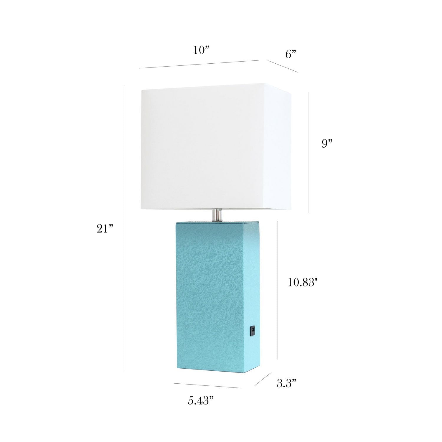 Lampe de table design moderne en cuir élégant avec abat-jour USB et tissu blanc