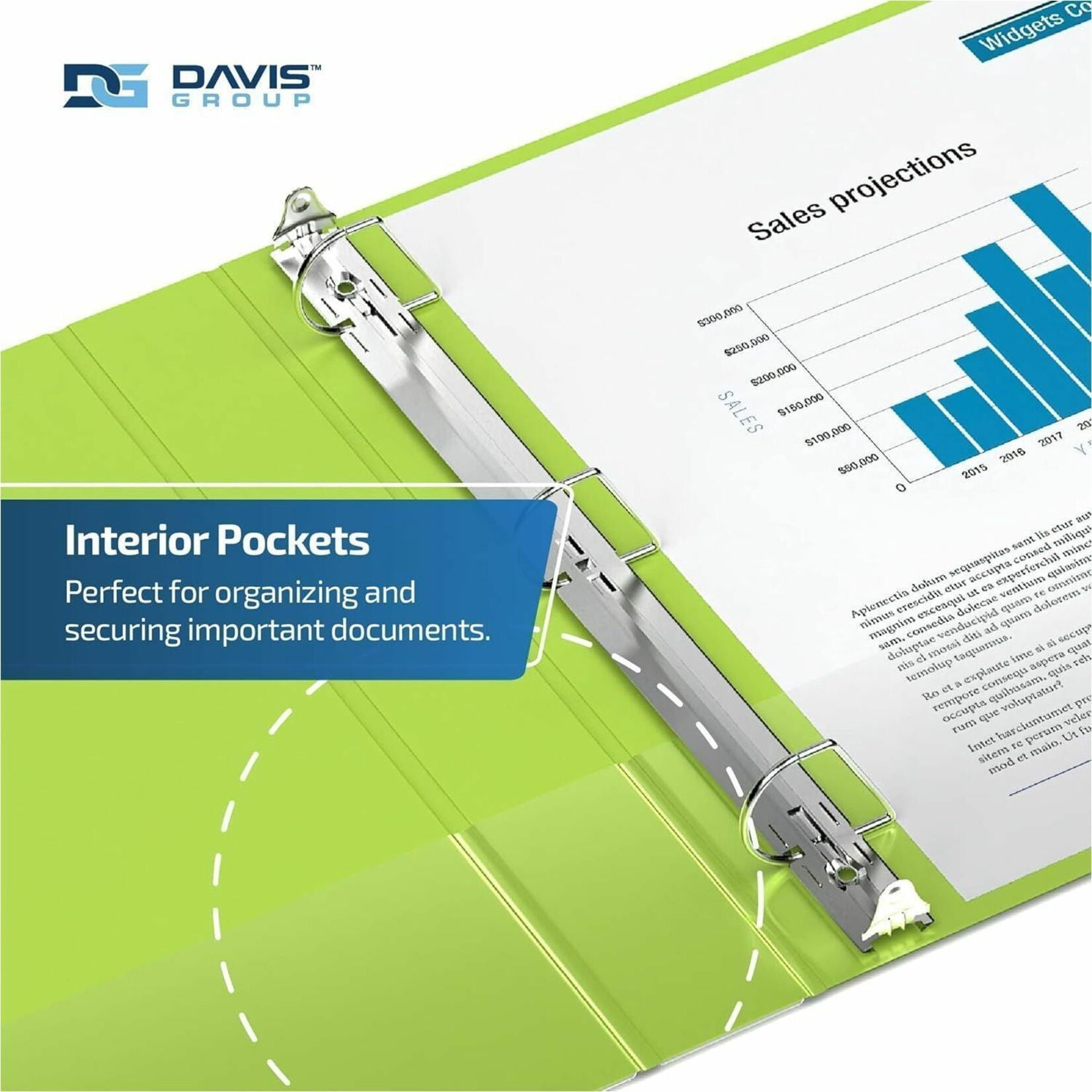 Davis Group Premium Economy, Angle D Ring, Binder, 6 Pack (Lime Green, 1.5")