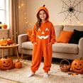 thumbnail image 3 of BOOMNY Halloween Unisex Boys Girls Romper Jumpsuit Hallowmas Pumpkin Face Graphic Long Sleeve Hooded Jumpsuits for Kids Soft Warm Winter Loungewear Jumpsuit, 3 of 4
