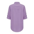 thumbnail image 6 of Breezora Breathable Women's Long Sleeve Cotton Linen Blend Shirt Comfortable Relaxed Fit Classic Casual Top For Office And Outdoor Wear L Size Purple, 6 of 8