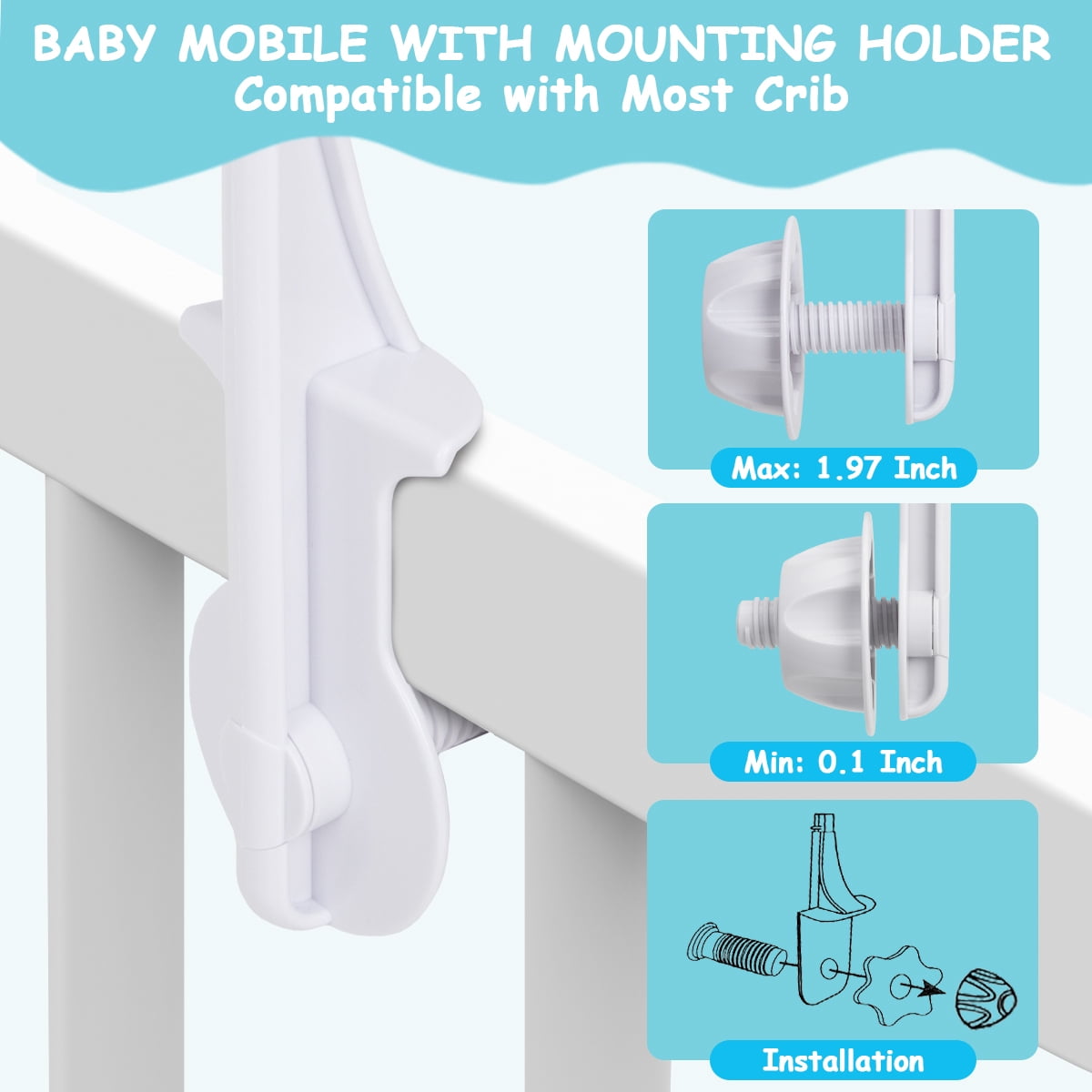 Baby Mobile for Crib with Music, Night Lights, Rotation, Projection, Remote Control, Babies Crib Toys