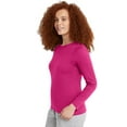thumbnail image 4 of Hanes T-Shirt à Manches Longues Col Rond pour Femmes, P, Rose Vif, 4 of 5