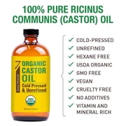 Seven Minerals 16 fl oz Organic Castor Oil - Cold Pressed, Unrefined, 100% Pure USDA Organic, Hexane Free - Glass Bottle