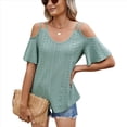 thumbnail image 1 of Blusas con Ojales para Mujer, Camisetas de Corta, Moda de Verano 2025, Blusas con Hombros Descubiertos, Verde Oscuro XL, 1 of 10