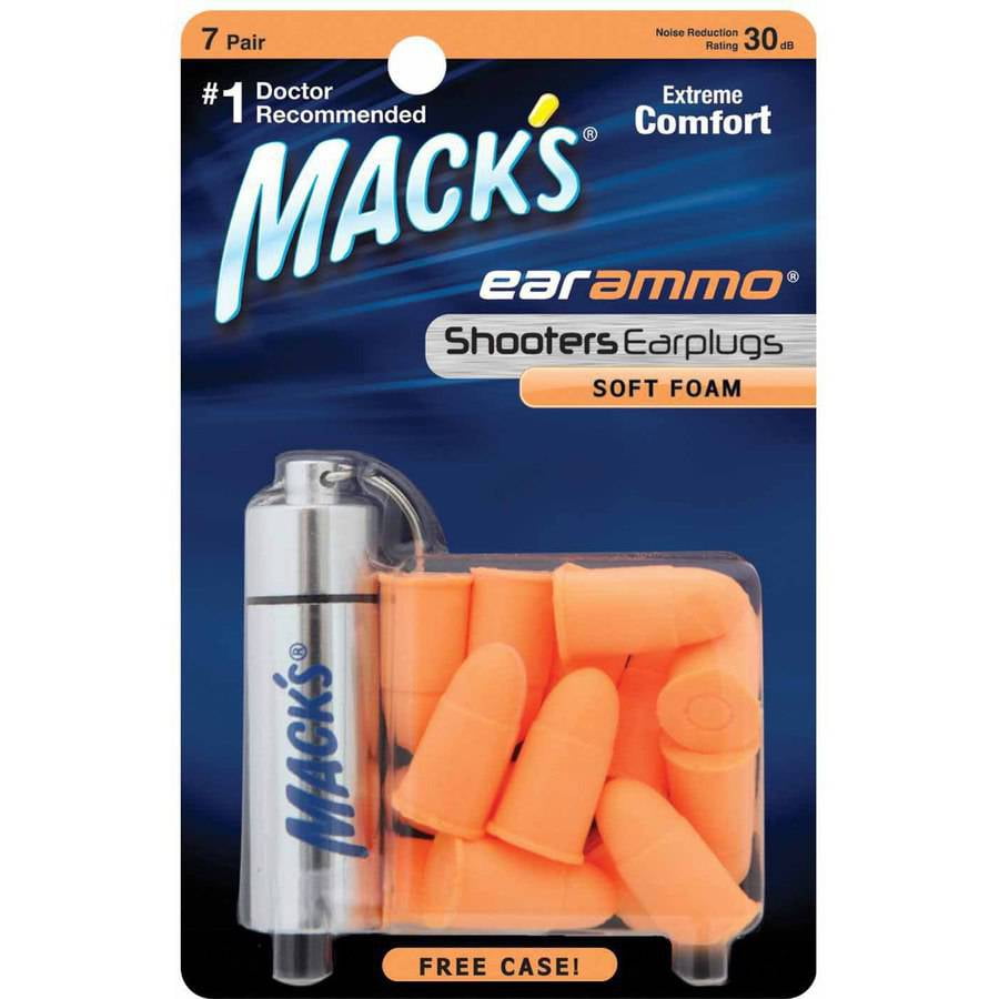 Mack's Ear Ammo Soft Foam Shooting Ear Plugs, 7 Pair with Travel Case