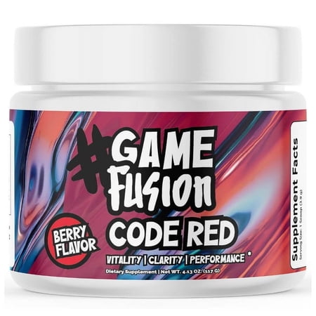 Code Red Superfood Powder Supplements for Gamers - with Ashwagandha, Digestive Enzymes, Probiotics, Ginseng & More - 4.13 Oz - 30 Servings - Berry Flavor