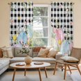 thumbnail image 2 of Spring Easter Flowers Kitchen Curtain for Berdoom Living Room Cafe 72 Inch Length, Farmhouse Floral Black Buffalo Plaid Tiers Curtains Light Filtering Drapes Window Treatment 2 Panels 52"Wx72"L, 2 of 8