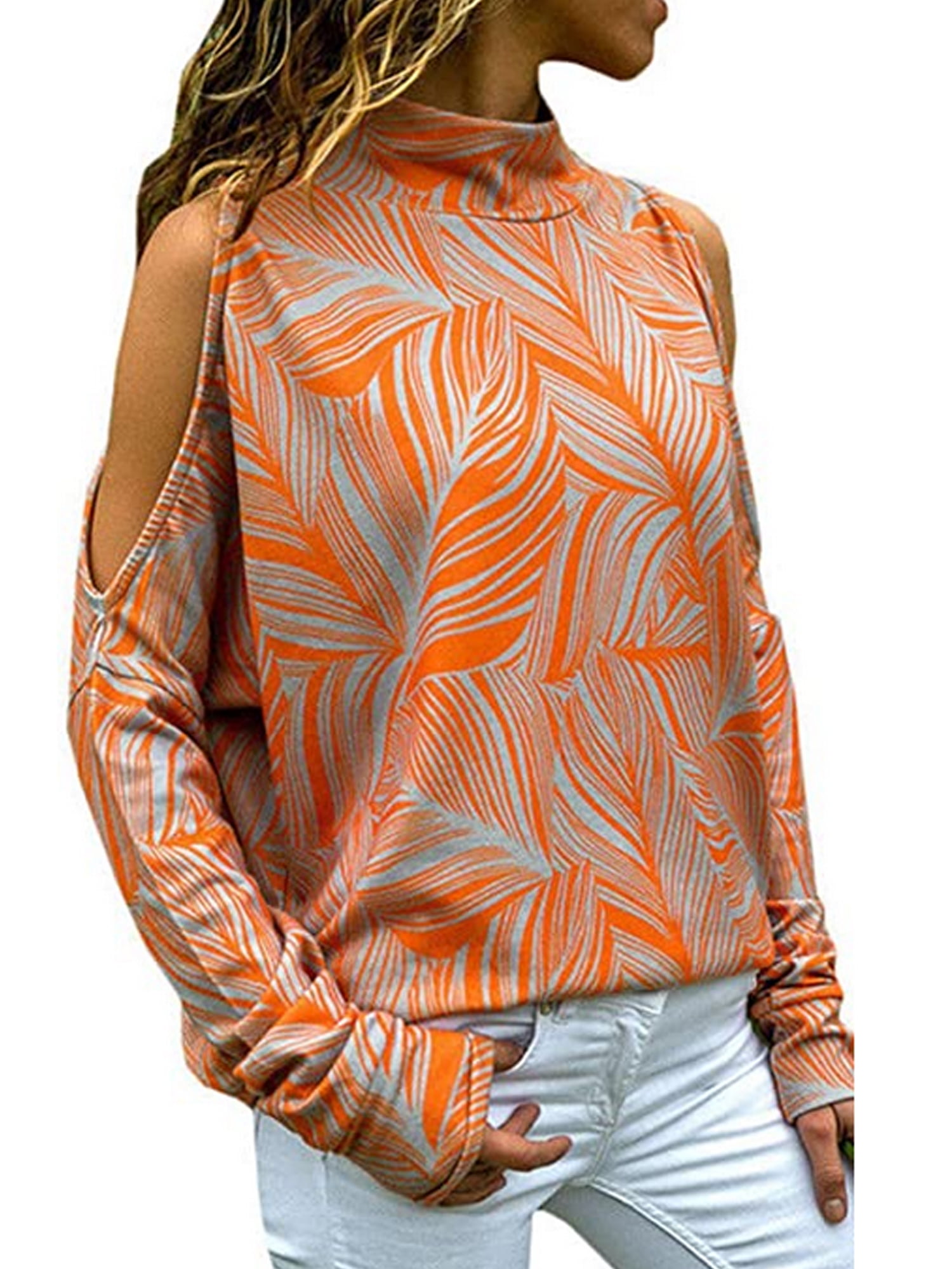 high neck off shoulder top