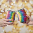 thumbnail image 2 of 12oz Stemless Wine Tumblers Yellow Tie Dye Spiral Pattern Vacuum Insulated Stainless Steel Travel Tumbler Cups Mug with Lid and Straw for Champaign,Cocktail,Beer with Cleaning Brush, 2 of 5