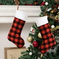 thumbnail image 5 of Christmas Decoration Red Black Checkered Plush Stocking Hanging Ornament Gift Candy Bag Pendant Festive Sock Decor Seasonal Hanging Accent, 5 of 5