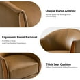 thumbnail image 5 of Tina's Home Genuine Leather Swivel Barrel Chair Modern Upholstered Armchair Solid Wood Base Living Room Camel, 5 of 7