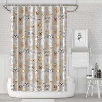 Cute Shih Tzu Dog and Coffee Pattern Shower Curtain 72"x72" ,Bathroom Decorative Shower Curtains Set with 12 Hooks,Modern Waterproof Washable Shower Curtain