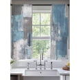 thumbnail image 3 of Sheer Curtains 63 Inches Long, Blue Grey Light Filtering Window Curtains for Living Room/Bedroom, Modern Oil Painting Art Abstract Rod Pocket Voile Sheer Curtain Drapes, 52"W x 63"L, 2 Panels, 3 of 8