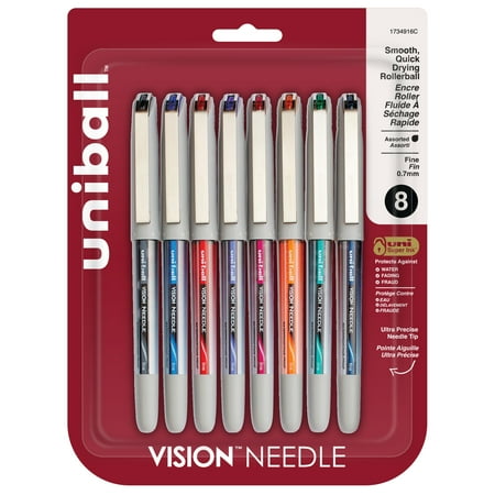 Condition photo showing New/Like New for uniball Vision Needle Rollerball Pen Fine Point 0.7 mm Assorted Color Ink 8 Count