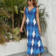 thumbnail image 3 of Vestido Largo Sin Mangas Para Mujer, Diamond Grid Traje Informal Para Cumpleaños, Verano, 3 of 5
