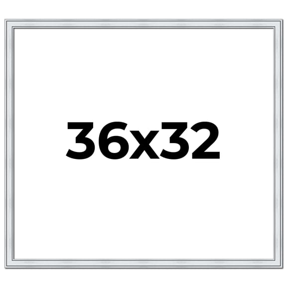 36x32 Frame Sterling Silver Solid Wood Picture Frame | 1.25 Inch Moulding Width | 0.75 Inch