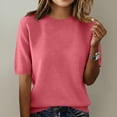 thumbnail image 4 of GZWYHT Short Sleeve Sweater for Women Pullover Sweaters Work Tops Women's Tops, Tees & Blouses Womens Summer Tops Sweater Shirt Knit Top Business Casual Tops Travel Outfits Crochet Tops Pink L, 4 of 4