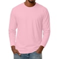 thumbnail image 2 of Dresfit Mens Thermal Shirts Crew Neck Big and Tall Shirt Fall Knit Long Sleeve Solid Color Athletic Tops 2025 Lightweight Basic Loose Fit Pullover Tops Pink XL, 2 of 7