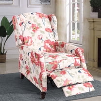 Floral Upholstered Wingback Recliner Chair - Modern Push Back Recliner Chair with Padded Seat, Wingback Reclining Chair for Living Room