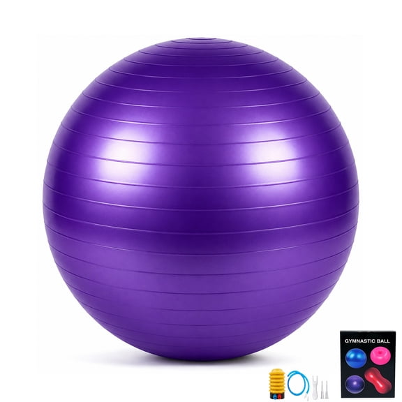 Exercise Ball Yoga Ball, 30 in Large Anti-Burst Gym Grade Birthing Ball for Pregnancy, Fitness, Balance, Pilates Workout and Physical Therapy, Extra Thick Stability Balls with Quick Pump