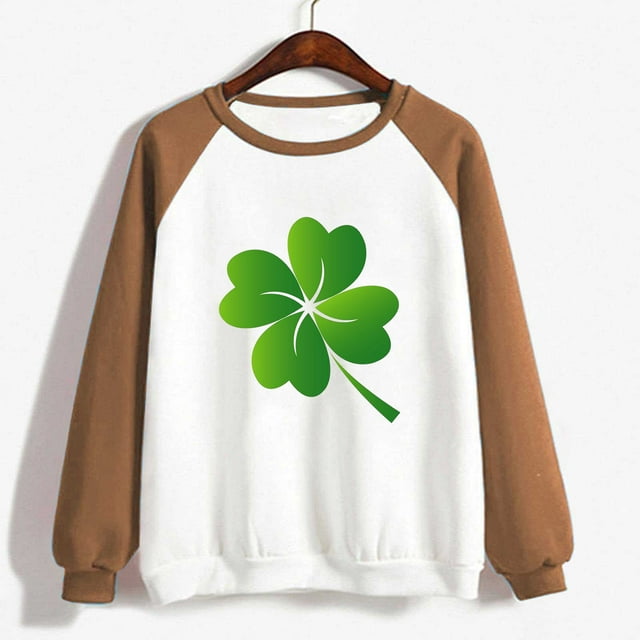 DPTALR T-shirt à Manches Longues à Col Rond Imprimé pour la Saint-Patrick pour Femmes, Coupe Ample