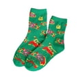 thumbnail image 1 of tssuouriy Stretchy Chinese Style Northeast Large Flower Personality Socks Breathable Green, 1 of 6