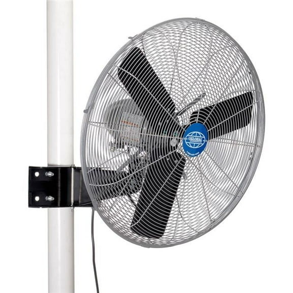 Global Industrial 293155 24 in. 7525 CFM 0.25 HP Oscillating Fan Pole or Column Mount, Black