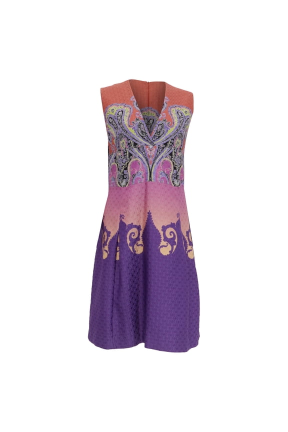 Pre-Owned Etro Sleeveless V-neck A-Line Dress in Multicolor Poylamide